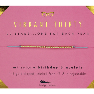 LUCKY FEATHER Vibrant Thirty Birthday Milestone Bracelet