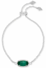KENDRA SCOTT DESIGN Elaina Silver Adjustable Chain Bracelet in Emerald Cats Eye