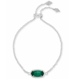 KENDRA SCOTT DESIGN Elaina Silver Adjustable Chain Bracelet in Emerald Cats Eye
