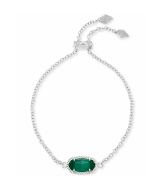 KENDRA SCOTT DESIGN Elaina Silver Adjustable Chain Bracelet in Emerald Cats Eye