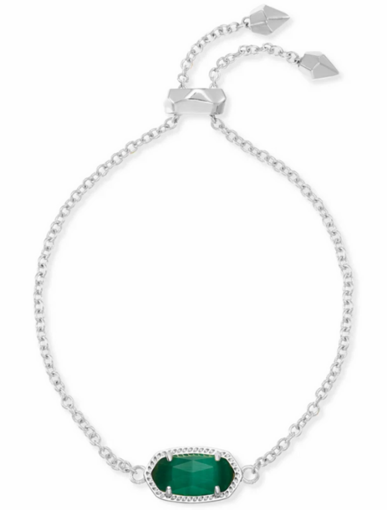 KENDRA SCOTT DESIGN Elaina Silver Adjustable Chain Bracelet in Emerald Cats Eye