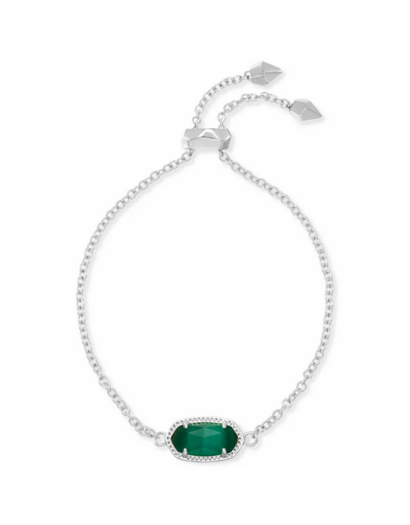 KENDRA SCOTT DESIGN Elaina Silver Adjustable Chain Bracelet in Emerald Cats Eye