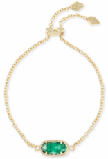 KENDRA SCOTT DESIGN Elaina Gold Adjustable Chain Bracelet in Emerald Cats Eye