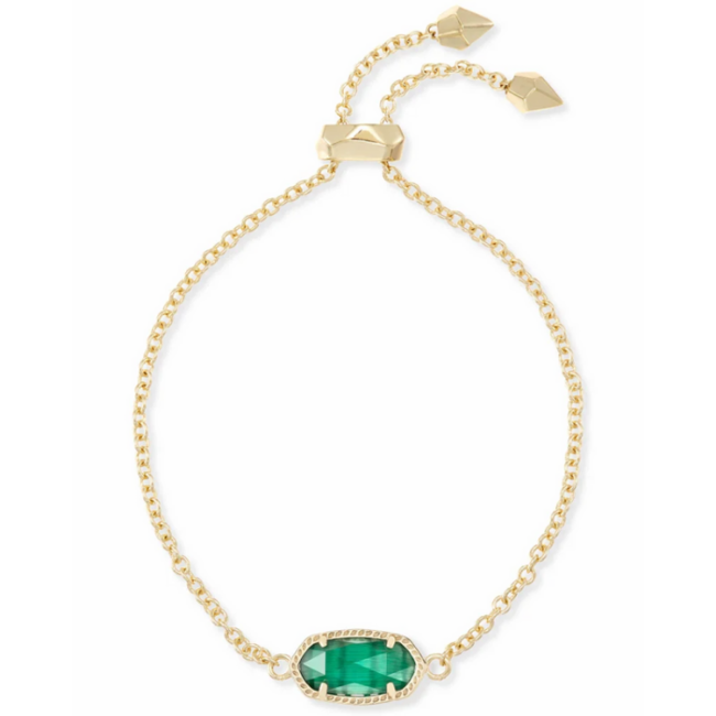 Elaina Gold Adjustable Chain Bracelet in Emerald Cats Eye