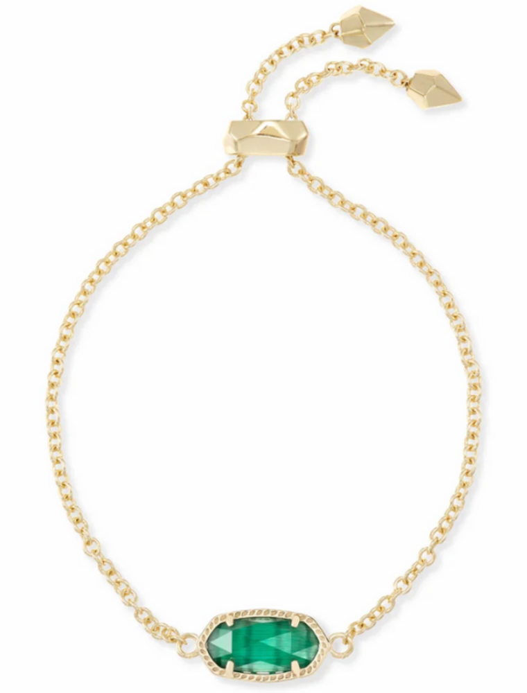 KENDRA SCOTT DESIGN Elaina Gold Adjustable Chain Bracelet in Emerald Cats Eye