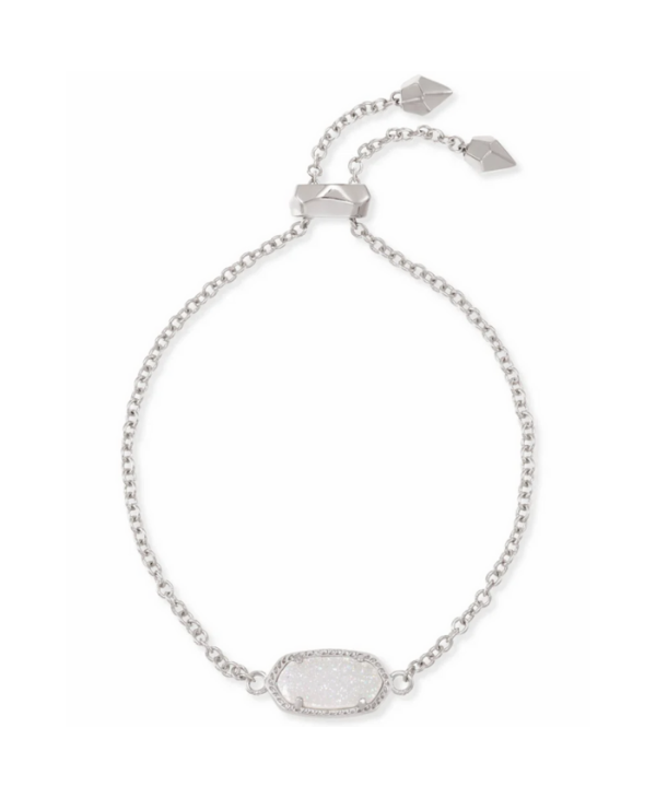 Elaina Silver Adjustable Chain Bracelet in Iridescent Drusy