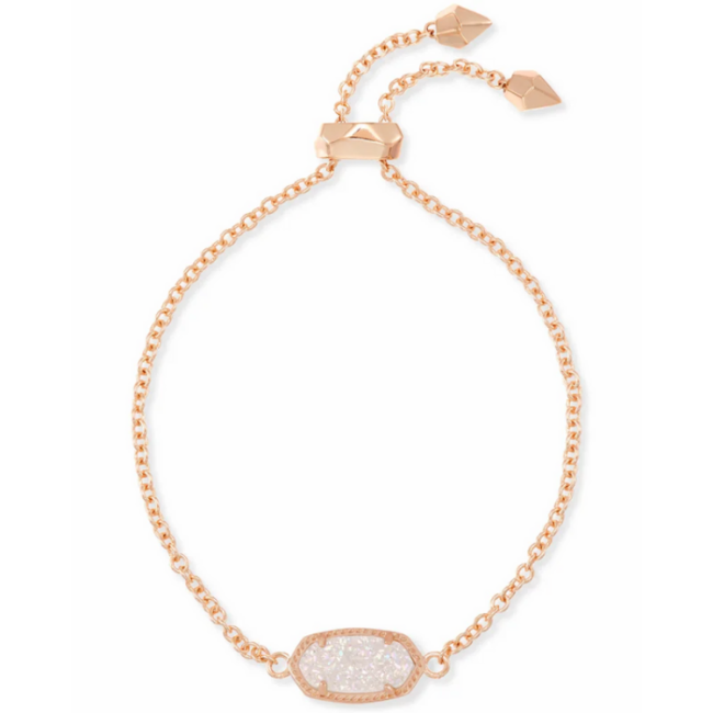 Elaina Rose Gold Adjustable Chain Bracelet in Iridescent Drusy