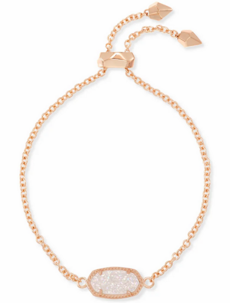 KENDRA SCOTT DESIGN Elaina Rose Gold Adjustable Chain Bracelet in Iridescent Drusy