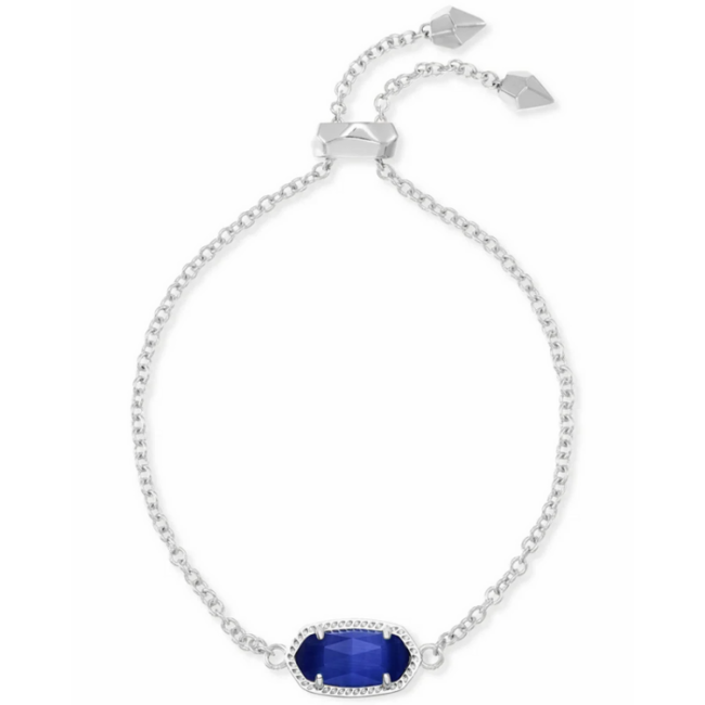 Elaina Silver Adjustable Chain Bracelet in Cobalt Cats Eye