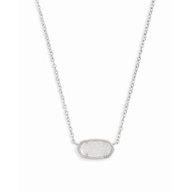 Elisa Silver Pendant Necklace in Iridescent Drusy
