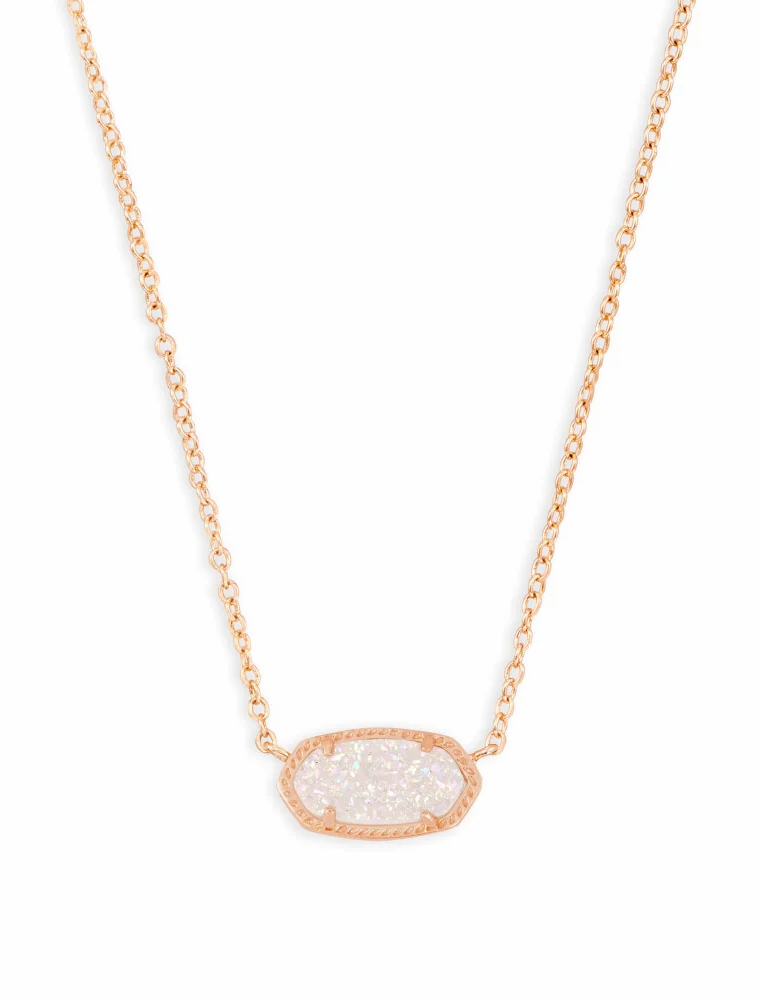 KENDRA SCOTT DESIGN Elisa Rose Gold Pendant Necklace in Iridescent Drusy