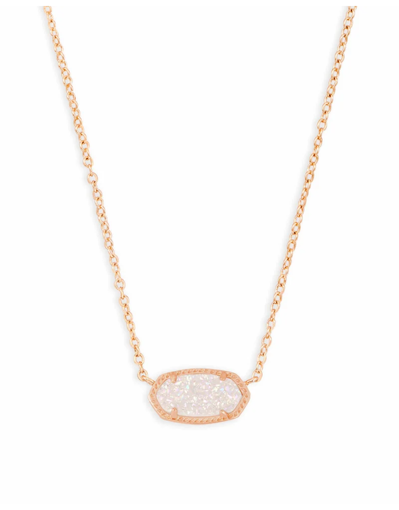 KENDRA SCOTT DESIGN Elisa Rose Gold Pendant Necklace in Iridescent Drusy