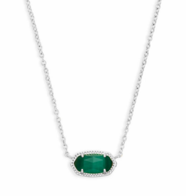 KENDRA SCOTT DESIGN Elisa Silver Pendant Necklace in Emerald Cat's Eye