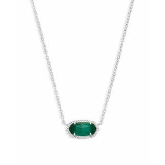 KENDRA SCOTT DESIGN Elisa Silver Pendant Necklace in Emerald Cat's Eye