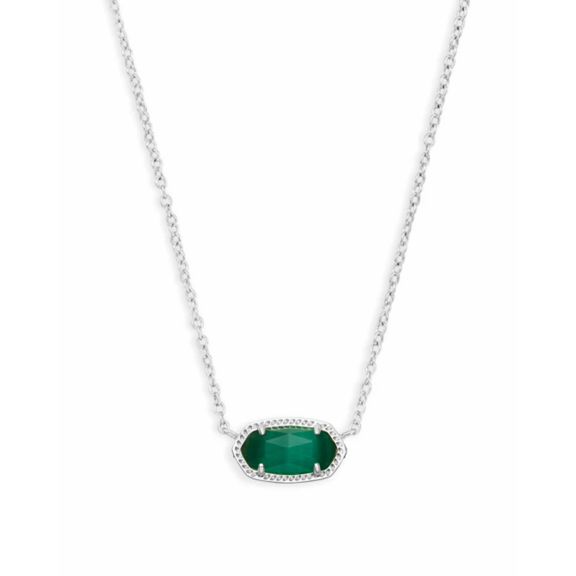 Elisa Silver Pendant Necklace in Emerald Cat's Eye