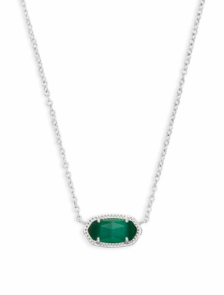 KENDRA SCOTT DESIGN Elisa Silver Pendant Necklace in Emerald Cat's Eye