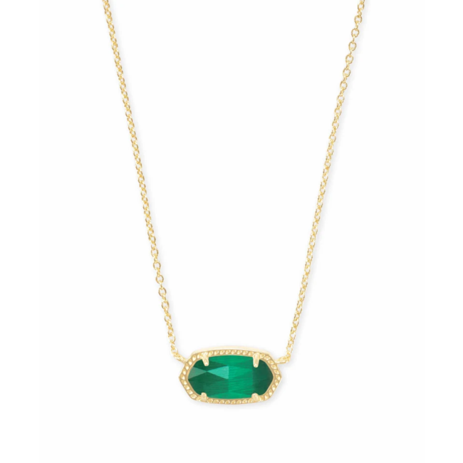 Elisa Gold Pendant Necklace in Emerald Cat's Eye