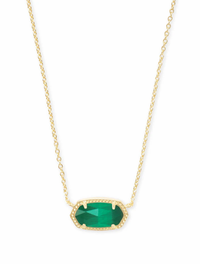 KENDRA SCOTT DESIGN Elisa Gold Pendant Necklace in Emerald Cat's Eye