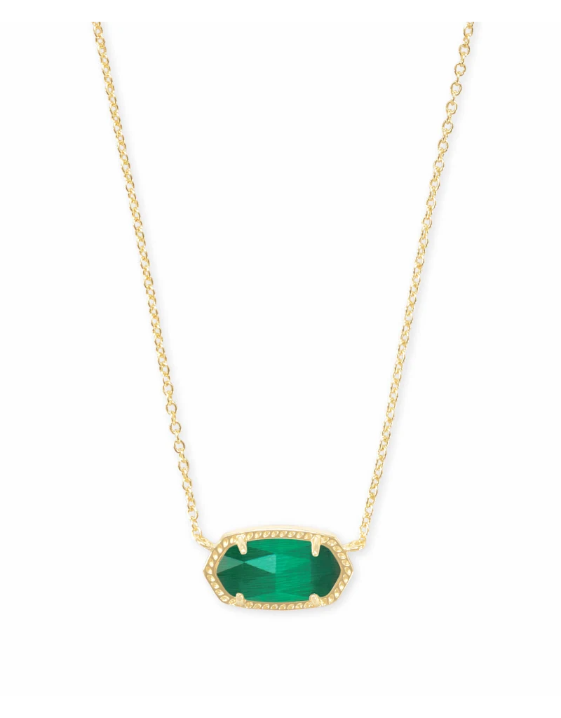 KENDRA SCOTT DESIGN Elisa Gold Pendant Necklace in Emerald Cat's Eye