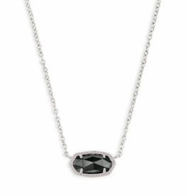 KENDRA SCOTT DESIGN Elisa Silver Pendant Necklace in Black Opaque Glass