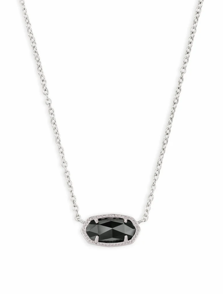 KENDRA SCOTT DESIGN Elisa Silver Pendant Necklace in Black Opaque Glass