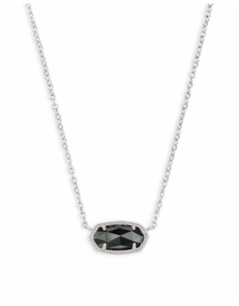 KENDRA SCOTT DESIGN Elisa Silver Pendant Necklace in Black Opaque Glass