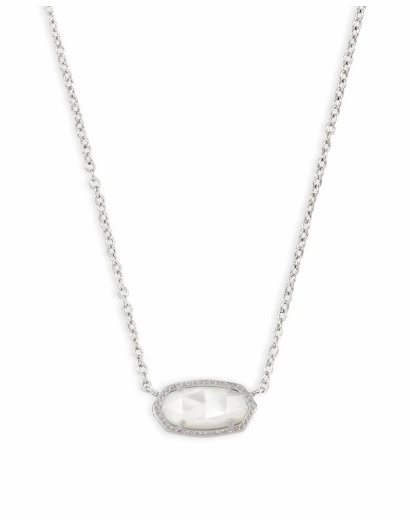 KENDRA SCOTT DESIGN Elisa Silver Pendant Necklace In Ivory Mother-Of-Pearl