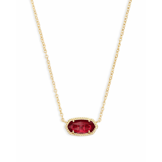 Elisa Gold Pendant Necklace in Berry