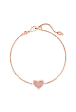 KENDRA SCOTT DESIGN Ari Heart Rose Gold Chain Bracelet in Light Pink Drusy