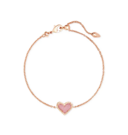 KENDRA SCOTT DESIGN Ari Heart Rose Gold Chain Bracelet in Light Pink Drusy