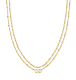 KENDRA SCOTT DESIGN Emilie Gold Multi Strand Necklace in Iridescent Drusy