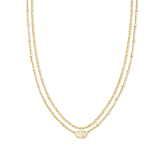 KENDRA SCOTT DESIGN Emilie Gold Multi Strand Necklace in Iridescent Drusy