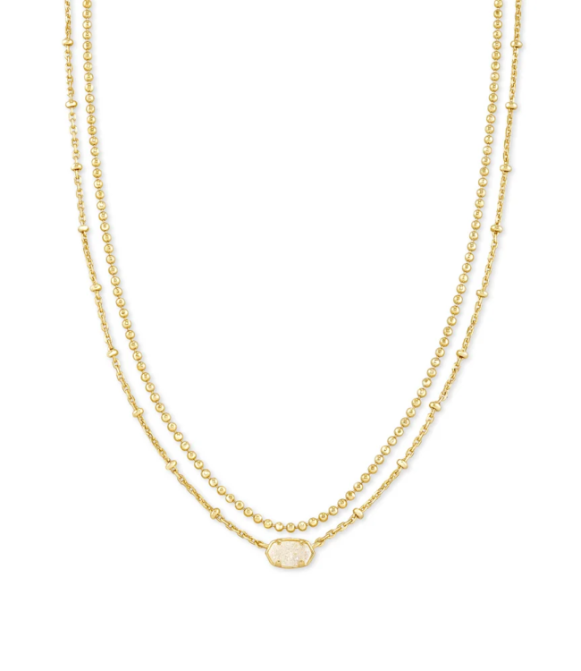 Emilie Gold Multi Strand Necklace in Iridescent Drusy