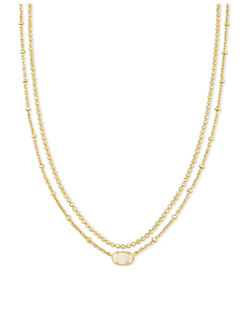 KENDRA SCOTT DESIGN Emilie Gold Multi Strand Necklace in Iridescent Drusy
