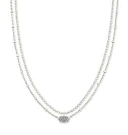 KENDRA SCOTT DESIGN Emilie Silver Multi Strand Necklace in Platinum Drusy