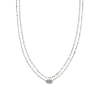 KENDRA SCOTT DESIGN Emilie Silver Multi Strand Necklace in Platinum Drusy