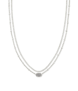 KENDRA SCOTT DESIGN Emilie Silver Multi Strand Necklace in Platinum Drusy