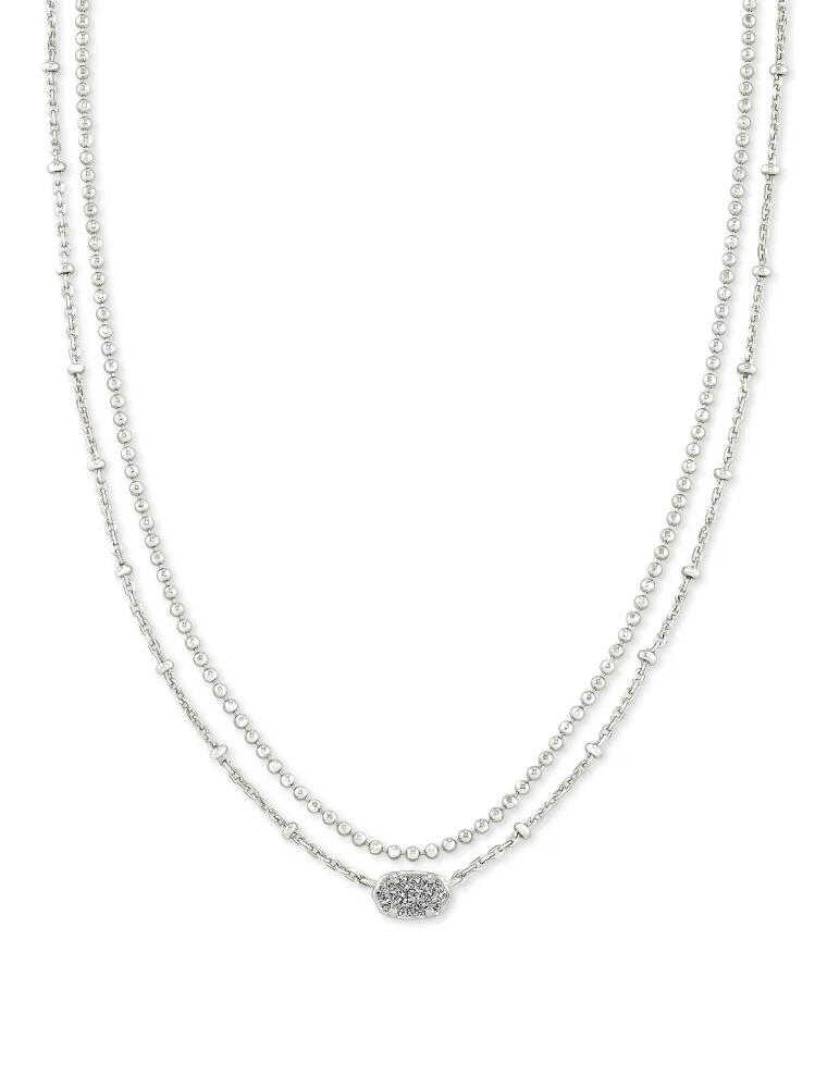 KENDRA SCOTT DESIGN Emilie Silver Multi Strand Necklace in Platinum Drusy