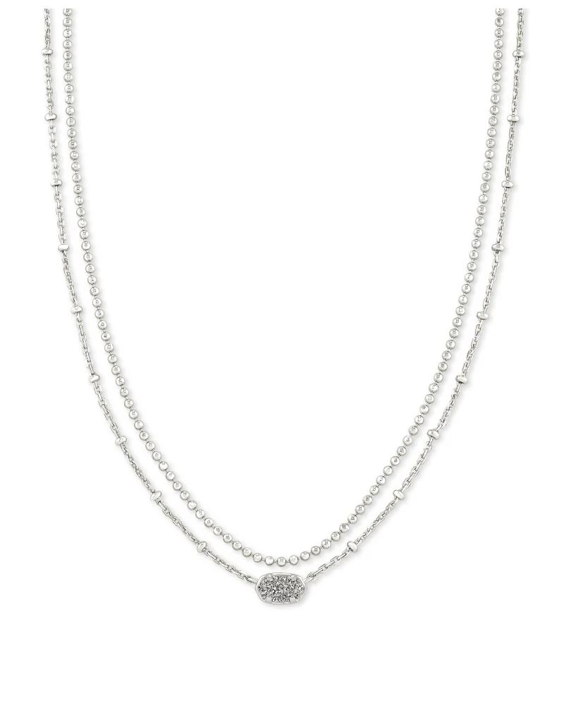 KENDRA SCOTT DESIGN Emilie Silver Multi Strand Necklace in Platinum Drusy