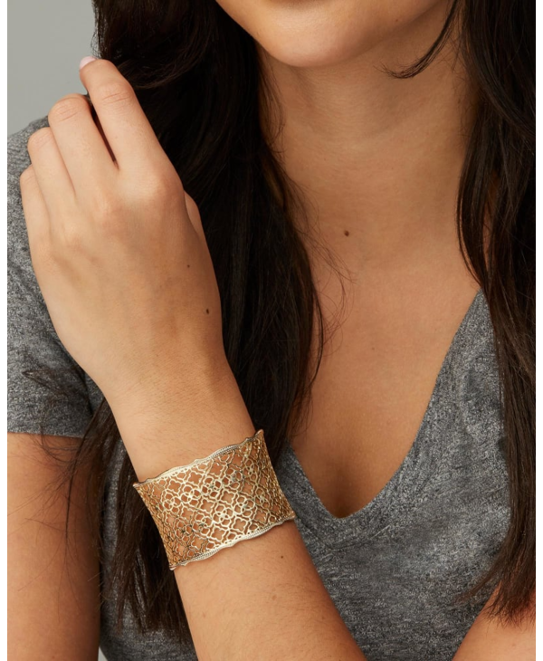 Candice Gold Cuff Bracelet in Gold Filigree Mix