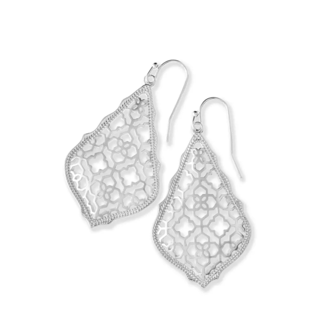 Addie Silver Drop Earrings in Silver Filigree Mix