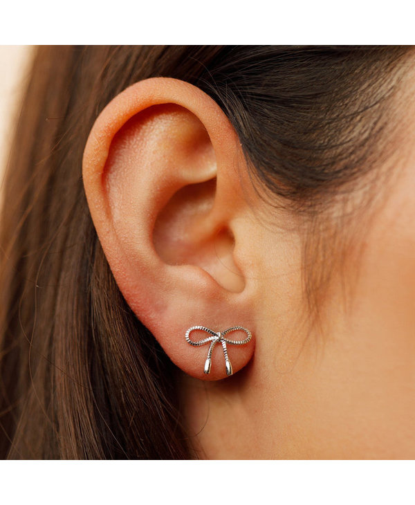 Pura Vida Bow Stud Earrings in Silver 