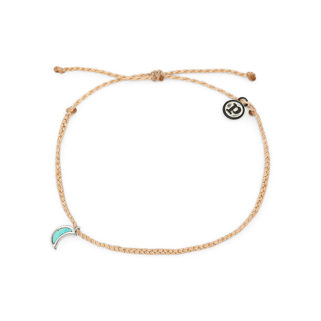 Silver Crescent Moon Anklet in Sand Dollar