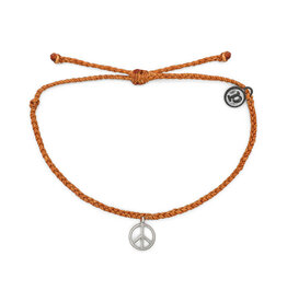 PURA VIDA Peace Sign Bracelet in Burnt Orange/Silver