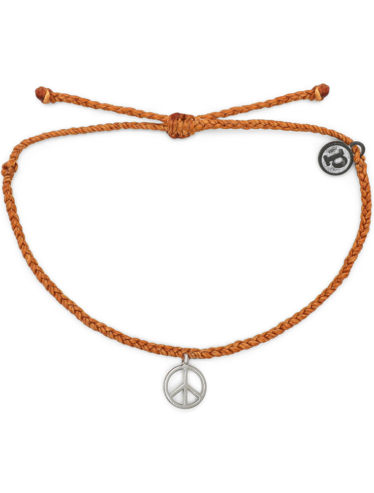 PURA VIDA Peace Sign Bracelet in Burnt Orange/Silver