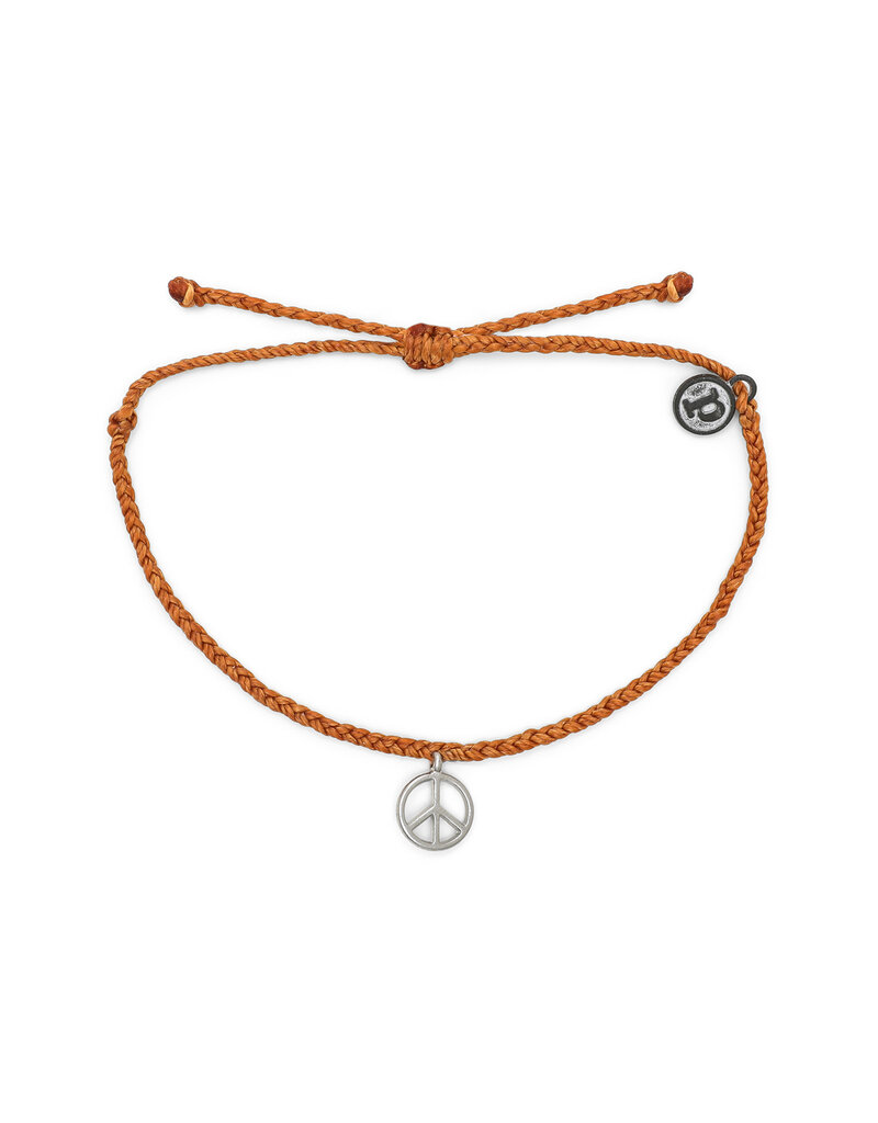 PURA VIDA Peace Sign Bracelet in Burnt Orange/Silver