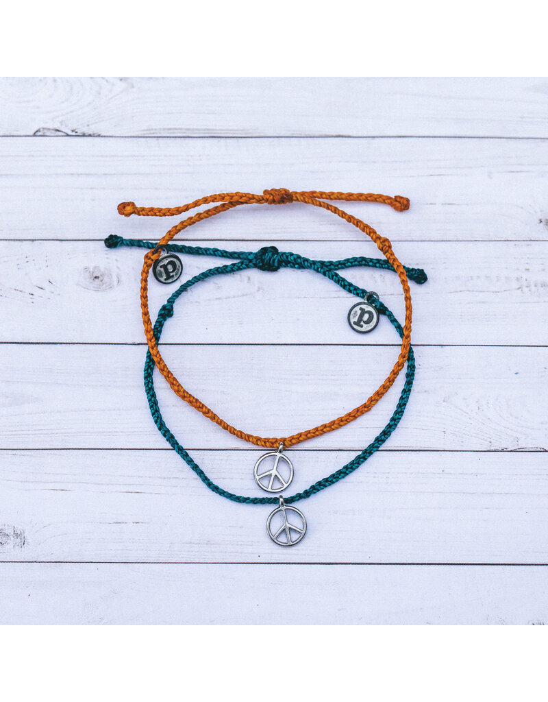 PURA VIDA Peace Sign Bracelet in Burnt Orange/Silver