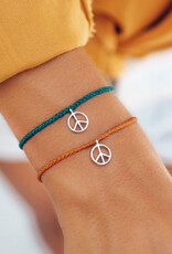 PURA VIDA Peace Sign Bracelet in Burnt Orange/Silver