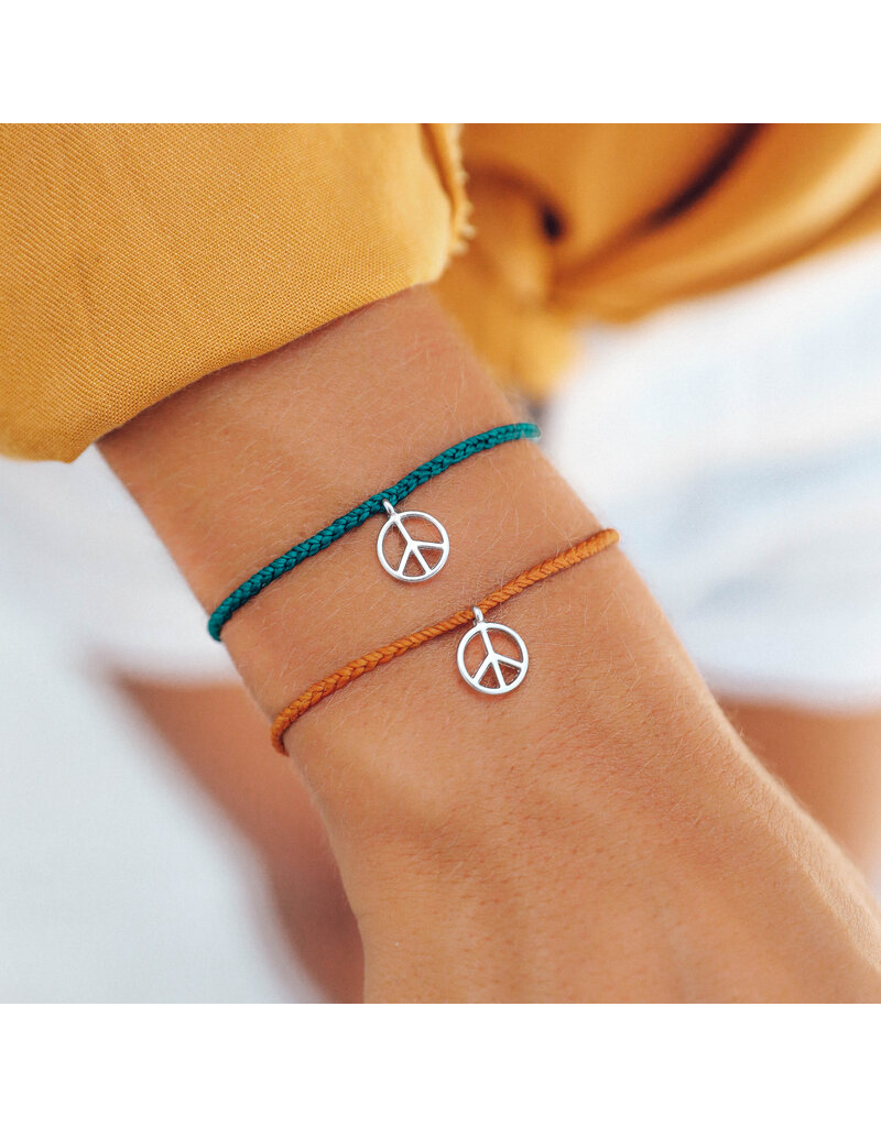 PURA VIDA Peace Sign Bracelet in Burnt Orange/Silver