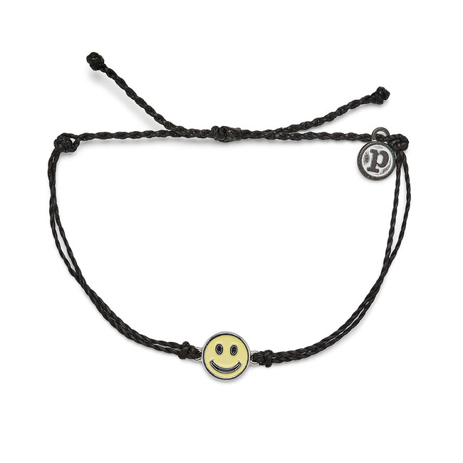 Happy Face Charm Bracelet in Black